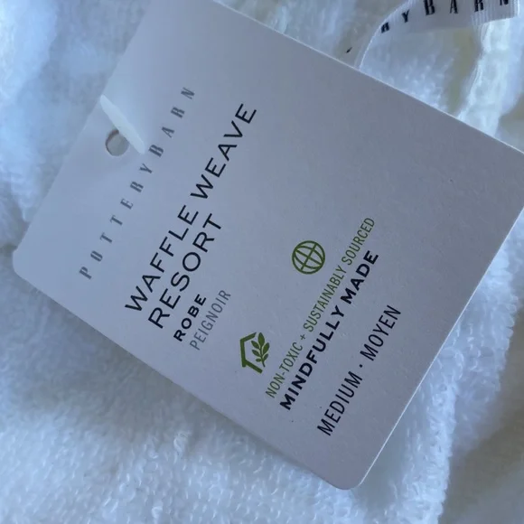 Pottery Barn waffle weave resort cotton terry bathrobe “R P”